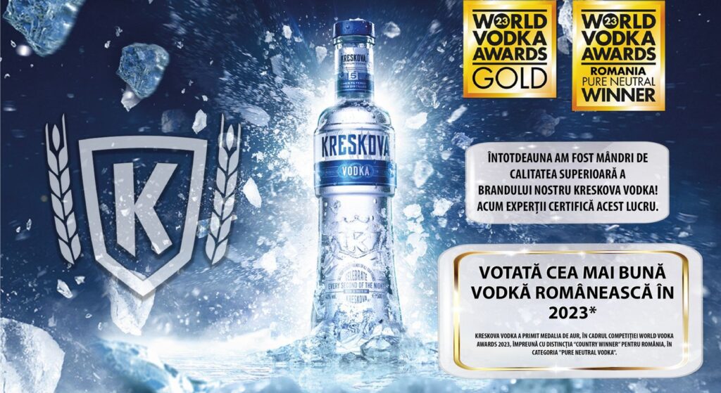 Kreskova Vodka, din portofoliul Alexandrion Group, votată cea mai bună vodkă românească în 2023* de experţi în băuturi spirtoase internaţionali